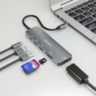 Docking USB Tipo-C Aisens ASUC-6P016-GR/ 1xHDMI/ 2xUSB/