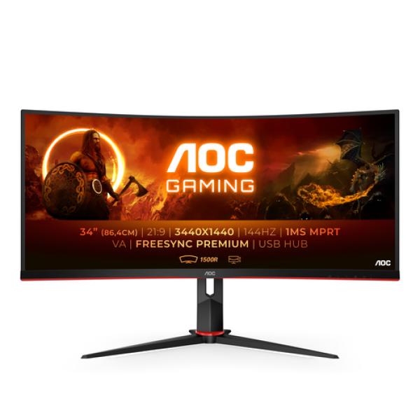 AOC Gaming CU34G2X 34'/ WQHD/ 1ms/ 144Hz/ VA/ Negro y Rojo