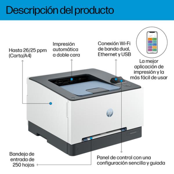 Impresora Láser Color HP LaserJet Pro 3202DW WiFi/ Dúplex/ Blanca