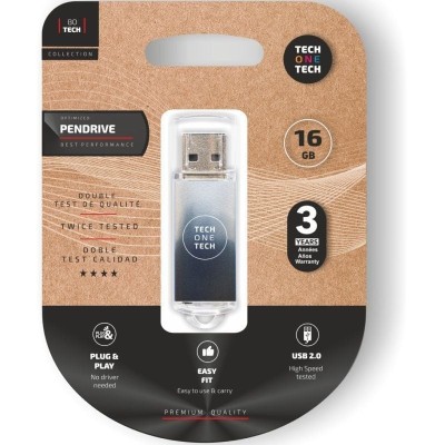 Pendrive 16GB Tech One Tech Be B&W USB 2.0/ Blanco y Negro