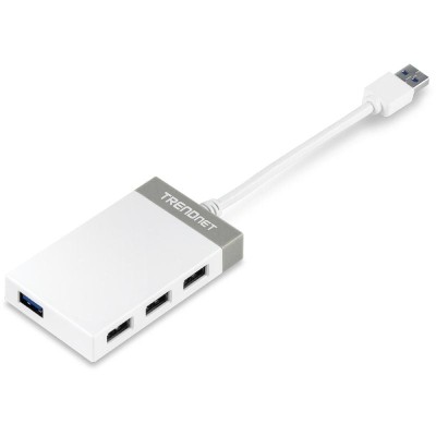 Hub USB 3.0 Trendnet TU3-H4E/ 4xUSB/ Blanco y Gris