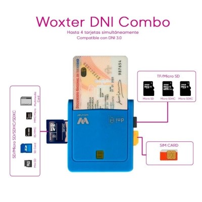 Lector de DNI y Tarjetas Woxter Combo PE26-146/ Azul/ USB 2.0