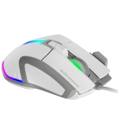 Ratón Gaming Mars Gaming MM-XT/ Hasta 12800DPI/ Blanco