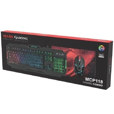 Pack Gaming Mars Gaming MCP118/ Teclado + Ratón Óptico +