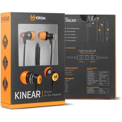 Auriculares Gaming con Micrófono Krom Kinear/ Jack 3.5/ Negros