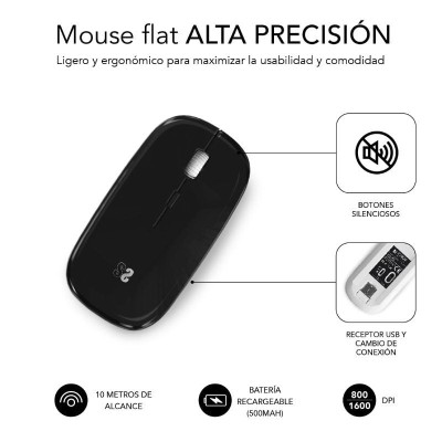 Ratón Inalámbrico por Bluetooth Subblim Dual Flat/ Batería