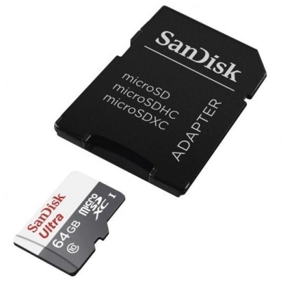 Tarjeta de Memoria SanDisk Ultra 64GB microSD XC con Adaptador/