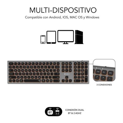 Teclado Inalámbrico Subblim Master/ Gris y Negro