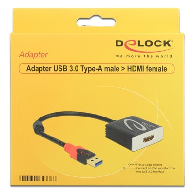 Delock adaptador usb 3.0 tipo-a macho/ hdmi hembra