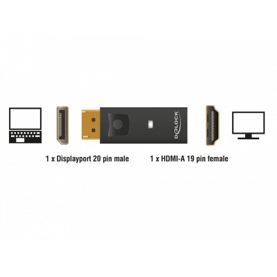 Delock adaptador displayport 1.1 macho hdmi hembra