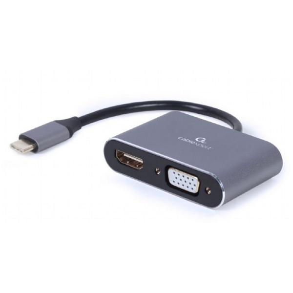 Gembird adaptador usb type-c a hdmi /vga gris