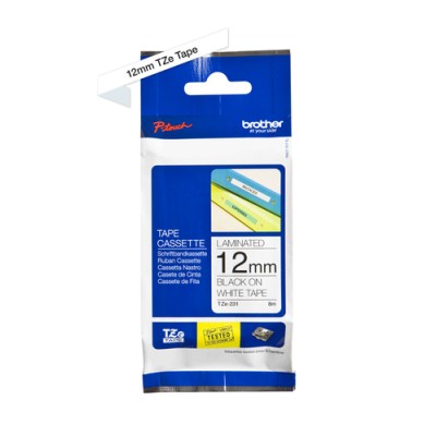 Cinta Laminada Original Brother TZe-231/ Blanca