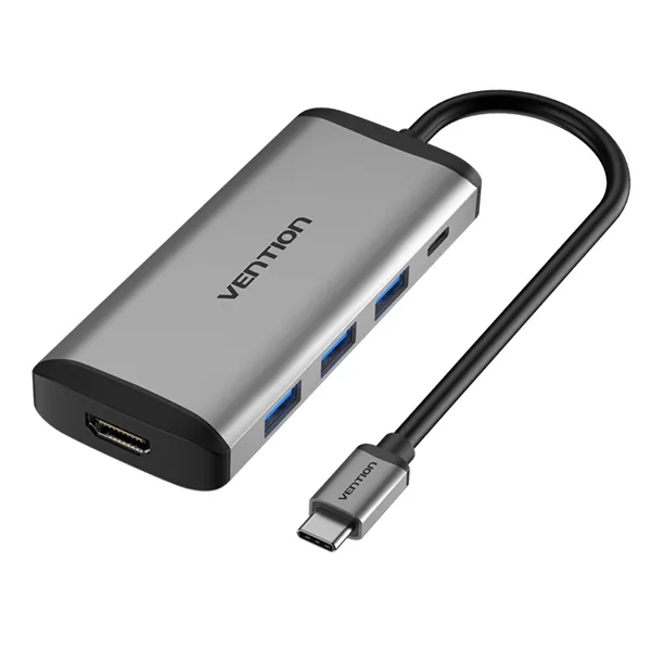 Docking USB Tipo-C Vention CNBHB/ 1xHDMI/ 3xUSB/ 1xUSB Tipo-C PD/ Gris