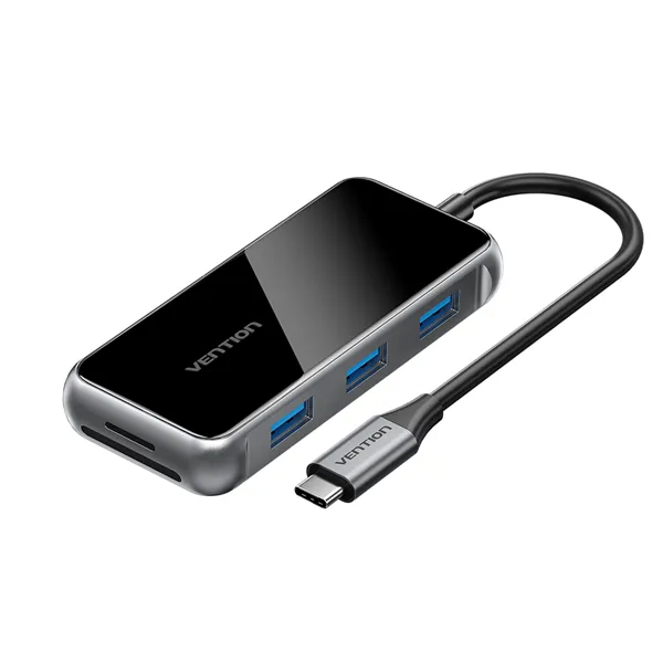 Docking USB Tipo-C Vention TFMHB/ 1xHDMI/ 3xUSB/ 1xUSB Tipo-C PD/ 1xLector Tarjetas SD y MicroSD/ Gris