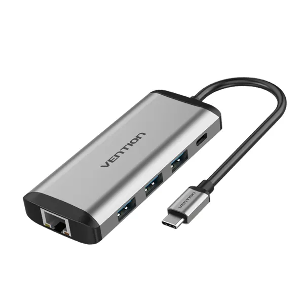 Docking USB Tipo-C Vention THAHB/ 1xHDMI/ 3xUSB/ 1xUSB Tipo-C PD/ 1xRJ45/ 1xLector tarjetas/ 1xAudio/ Gris