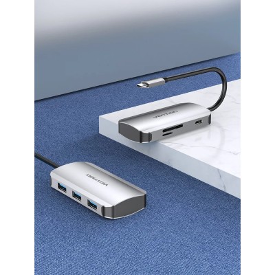 Docking USB Tipo-C Vention TNHHB/ 3xUSB/ 1xUSB Tipo-C PD/