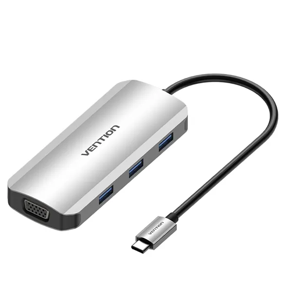 Docking USB Tipo-C Vention TOIHB/ 1xHDMI/ 1xVGA/ 3xUSB/ 1xUSB Tipo-C PD/ Gris