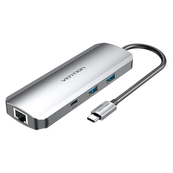 Docking USB Tipo-C Vention TOMHB/ 1xHDMI/ 2xUSB/ 1xUSB Tipo-C/ 1xUSB Tipo-C PD/ 1xRJ45/ 1xLector Tarjetas SD y MicroSD/ Jack 3.5