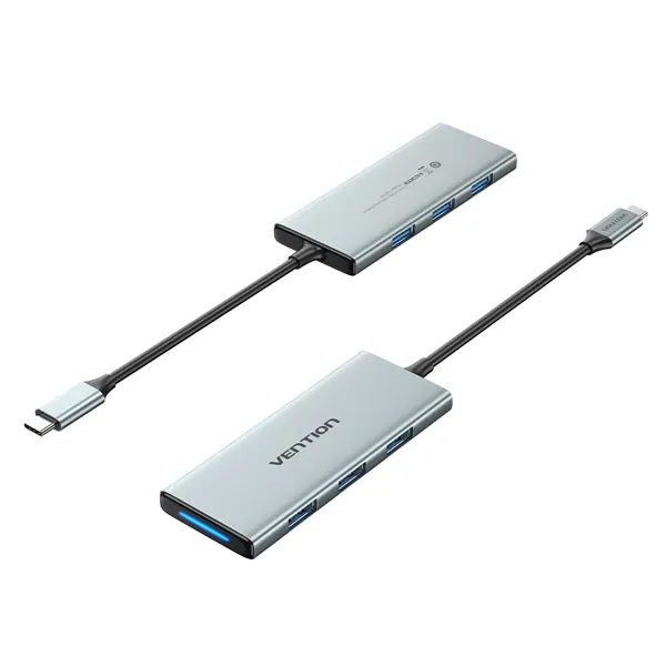 Docking USB Tipo-C Vention TOPHB/ 1xHDMI/ 3xUSB/ 1xLector Tarjetas SD y MicroSD/ Gris