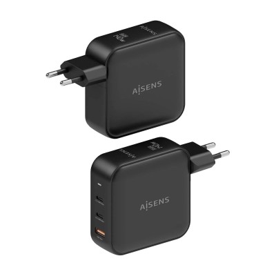 Cargador Gan de Pared Aisens ASCH-140W3P031-BK/ 2xUSB Tipo-C/