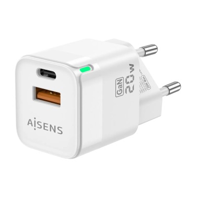 Cargador Gan de Pared Aisens ASCH-20W2P002-W/ 1xUSB Tipo-C/