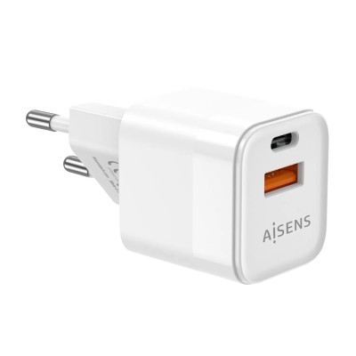 Cargador Gan de Pared Aisens ASCH-20W2P002-W/ 1xUSB Tipo-C/