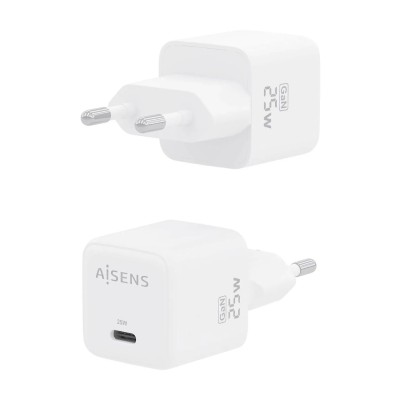 Cargador Gan de Pared Aisens ASCH-25W1P012-W/ 1xUSB Tipo-C/ 25W