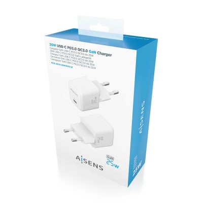 Cargador Gan de Pared Aisens ASCH-25W1P012-W/ 1xUSB Tipo-C/ 25W