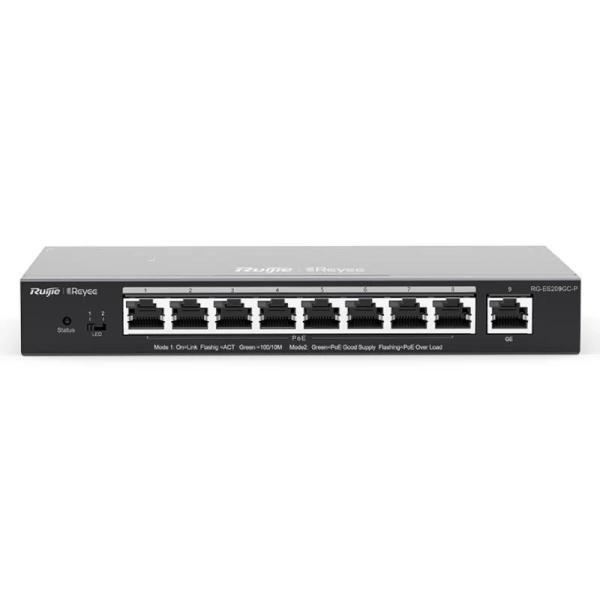 Ruijie switch 9xgb rj45 (8 poe/poe+) 120w steel