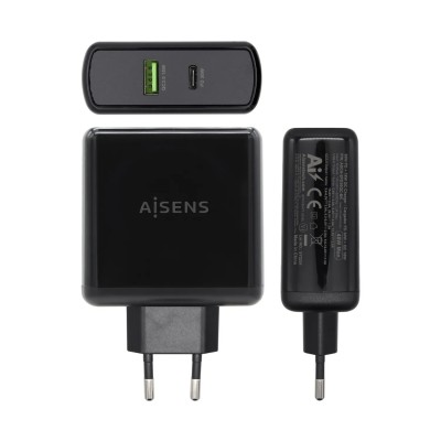 Cargador de Pared Aisens ASCH-2PD30QC-BK/ 1xUSB Tipo-C/ 1x USB/