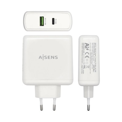 Cargador de Pared Aisens ASCH-2PD30QC-W/ 1xUSB Tipo-C/ 1x USB/