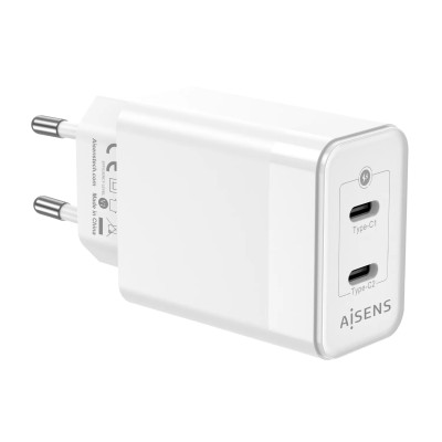 Cargador Gan de Pared Aisens ASCH-45W2P005-W/ 2xUSB Tipo-C/ 45W