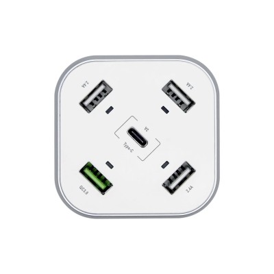 Cargador de Mesa Aisens ASCH-5PQC-W/ 1xUSB Tipo-C/ 4xUSB/ 48W