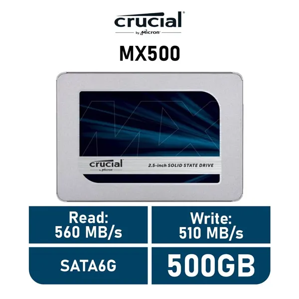 Crucial MX500 SSD 500GB 2.5" a 560Mbs SATA 6GB/s