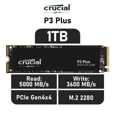 Crucial P3 Plus SSD 1TB NVMe a 5000MB/s PCIe 4.0 M.2 2280