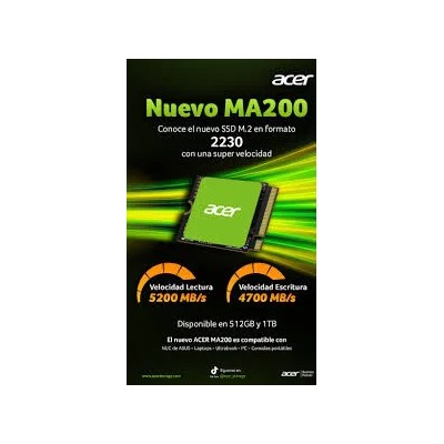 Acer MA200 SSD NVMe 512GB a 4700MB/s M.2 2230 PCIe 4.0