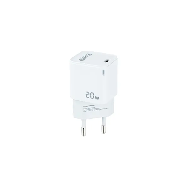 Cargador de Pared TooQ TQWC-PD20WT/ 1xUSB Tipo-C/ 20W/ Blanco