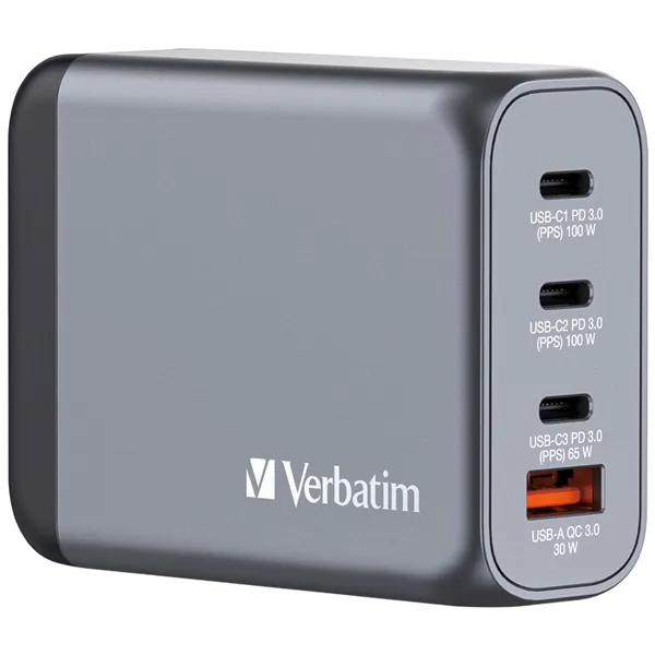 Cargador de Pared Universal Verbatim GNC-100/ 3xUSB Tipo-C/ 1xUSB/ 100W