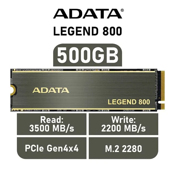 ADATA LEGEND 800 SSD 500GB NVMe a 3500MB/s PCIe 4.0 M.2 2280