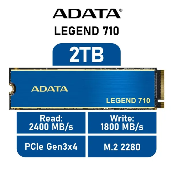 ADATA LEGEND 710 SSD 2TB NVMe a 2400MB/s PCIe 3.0 M.2 2280