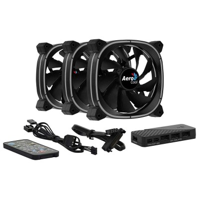 Pack 3 Ventiladores Aerocool Astro 12 Pro/ 12cm + H66F HUB +