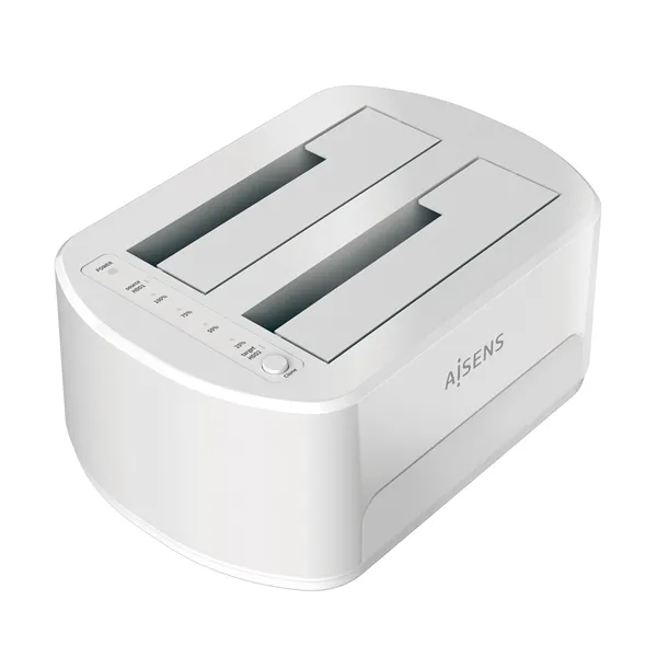 Aisens ASDS-D02W Docking Station Blanco de Doble Bahia para discos SATA 2.5/3.5 a USB 3.0/3.1 Opcion clonar discos y hacer copia