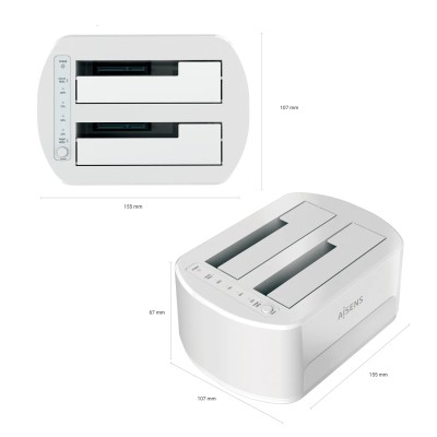 Aisens ASDS-D02W Docking Station Blanco de Doble Bahia para