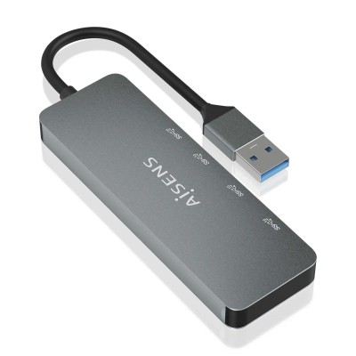 Hub USB 3.2 Aisens A106-0696/ 2xUSB/ 2xUSB Tipo-C/ Gris