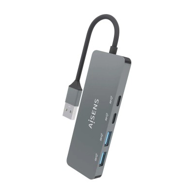 Hub USB 3.2 Aisens A106-0696/ 2xUSB/ 2xUSB Tipo-C/ Gris