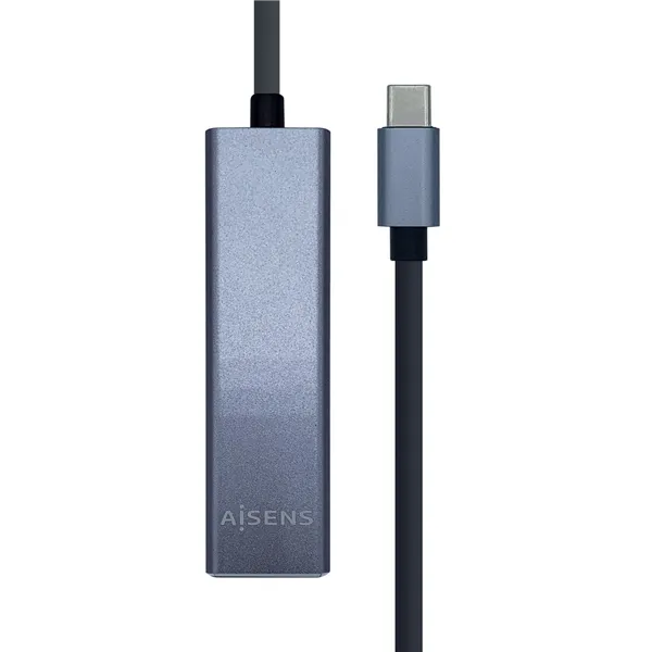 Hub USB Tipo-C Aisens A109-0396/ 3xUSB/ 1xRJ45/ Gris