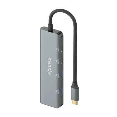 Hub USB Tipo-C Aisens A109-0763/ 2xUSB/ 2xUSB Tipo-C/ Gris