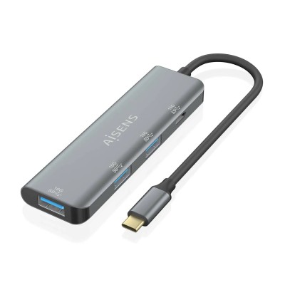 Hub USB Tipo-C Aisens A109-0764/ 3xUSB/ 1xUSB Tipo-C/ Gris