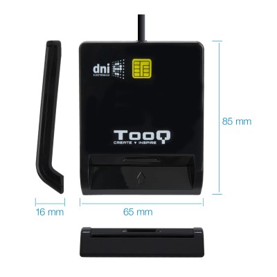 Lector de DNI TooQ TQR-211B/ USB Tipo-C/ Negro