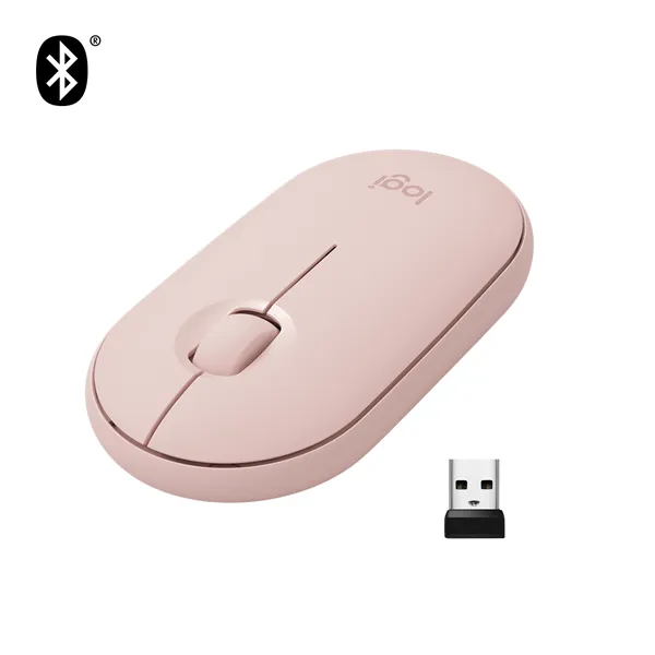 Ratón Inalámbrico por Bluetooth/ 2.4GHz Logitech Pebble M350/ Hasta 1000 DPI/ Rosa